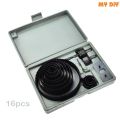 đ ī¸ 16PCS Hole Saw Kit Set â Carbon Steel Round Cutter (19â127mm) Professional Hole Cutter Set | Wood, Metal, Plastic & Drywall Drilling Tool.