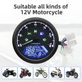 0~12000RPM Universal Motorcycle Speedometer Digital LCD Display Speed MPH km/h Tachometer Fuel Level Meter for Honda Yamaha. 