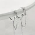 Fashionable Silvery Tassel Hoop Pendant Earrings, Exquisite Jewelry, Perfect Birthday  For Women. 