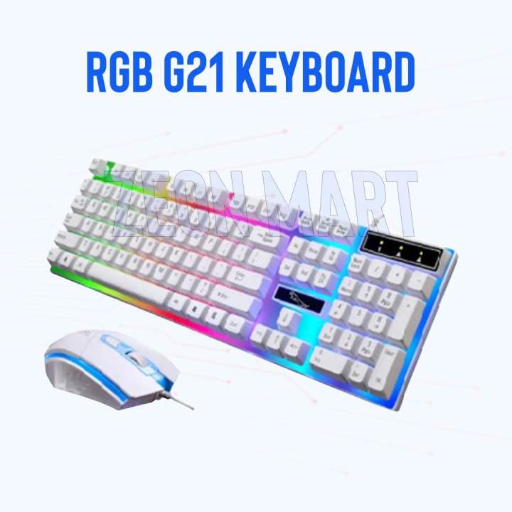 G21 Keyboard Wired USB Gaming Mouse Flexible Polychromatic LED Lights Computer Mechanical Feel Backlit Keyboard Mouse Combo Combo Package For Gamers Gaming