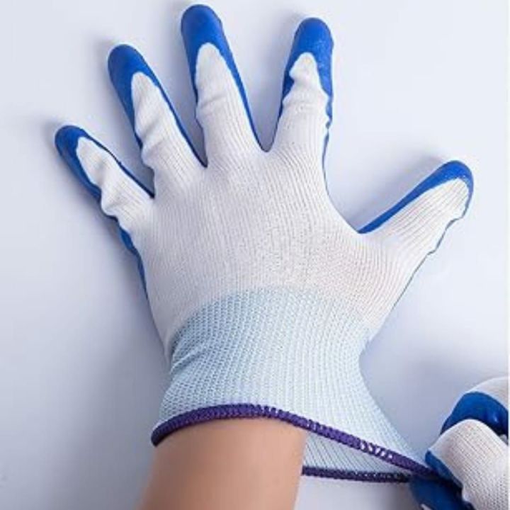 1 Pair Rubber Coated Working Safety Hand Gloves, Use For Bike Riding, Construction, Farm Work, Household, Anti Slip Work, ETC
