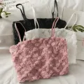 Women Summer New Rose Lace Tank Top Sexy Off Shoulder Crop Tops With Bra Pad Backless Sweet Outer Wear Underwear Solid Tube Tops. 