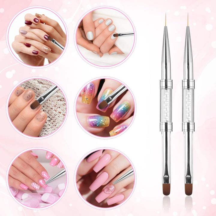 1/2/3Pcs%20Double%20Ended%20Nail%20Art%20Brush%20Set%20Oval%20Gel%20Liner%20Poly%20Gel%20with%20Steel%20Pusher%20Rhinestone%20Handle%20French%20Manicure%20UV%20Gel%20-%20Image%205