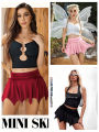 Europe and the United States new high-waist pleated half skirt Spice girl bag buttock senior feeling female short skirt. 