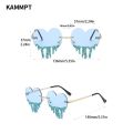 KAMMPT 1/2 Pairs Heart Shaped Sunglasses with Rhinestones Women Fashion Rimless Rave Shades Trendy Original Design Sun Glasses. 