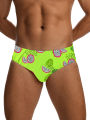 Men's Tropical Fruit Pattern Quick-Drying Triangle Drawstring Swimming Trunks, Men's Swimwear, Summer Beach Swimming Shorts.