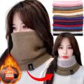 Solid Winter Plush Muffler Woolen Knitting for Women Fleece Ring Bandana Scarf Neck Warmer Buff Thick Cashmere Headband Ski Mask. 