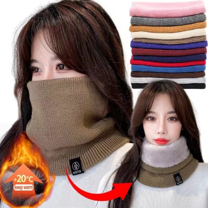 Solid%20Winter%20Plush%20Muffler%20Woolen%20Knitting%20for%20Women%20Fleece%20Ring%20Bandana%20Scarf%20Neck%20Warmer%20Buff%20Thick%20Cashmere%20Headband%20Ski%20Mask%20-%20Image%202