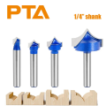1pc/4pcs Pointed Tip Engraving Cutter, Silver-Blue Woodworking Router Bit Set, CNC Carving Tool for Round Edge & Groove Milling. 