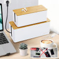 Cable Storage Box Power Strip Case Wooden Power Line Wire Management Organizer Anti-Dust Charger Socket Network Line Storage Bin.