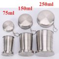 1pc Stainless Steel Retractable Cup Outdoor Travel Toiletry Cup Portable Creative Compression Cup Mini Handy Cup Folding Cup. 