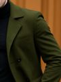 Winter Elegance Woolen Coat Male Warm & Stylish Men's Solid Coat: Double-Breasted Design Thickened Lining - Woolenen Jacket For.