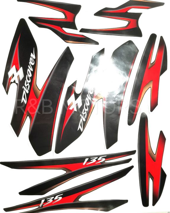 Bajaj Discover 135 Black Red Full Sticker Kit