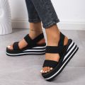 Women's Light Weight Wedge Sandals Open Toe Platform Thick Soled Summer Casual Slingback Shoes with Back Strap Leisure Footwear. 