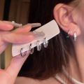4Pcs/set  Crystal Small Hoop Earrings For Women Silver Color New Y2K Cool Daily Wear Jewelry Girl's Gift. 