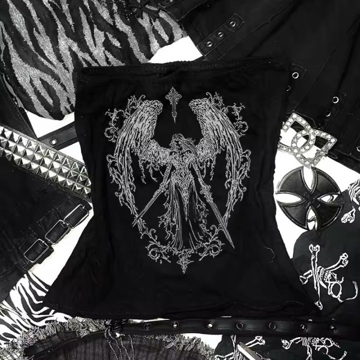 Y2k%20Retro%20Strapless%20Corset%20Tops%20Women%20Harajuku%20Cropped%20Crop%20Tops%20gothic%20Print%20Solid%20Camis%20Summer%20Casual%20Sleeveless%20Strap%20Topsexy%20-%20Image%204