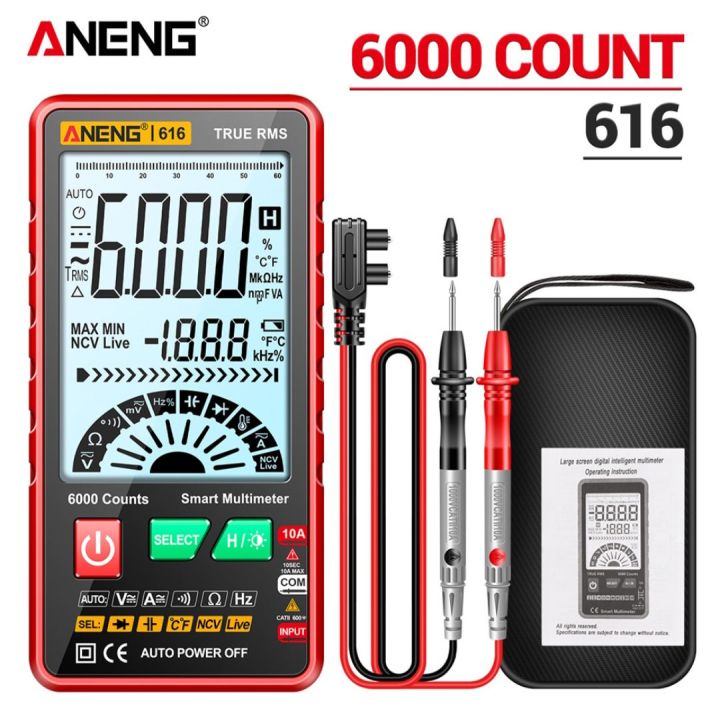 ANENG®616 Big Screen with Backlight Multimeter AVO Meter 6000 Count Intelligent Mini Portable Multi Meter For measuring different Electrical Measurements