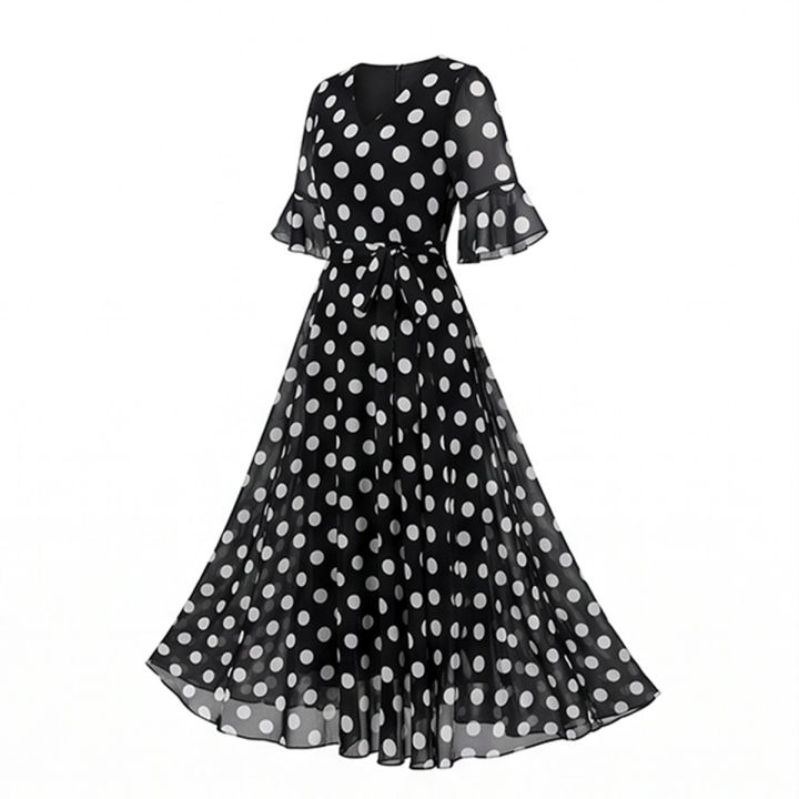 New%20Women's%20Attractive%20Stylish%20Premium%20Quality%20Dot%20Print%20One%20Piece%20Long%20kurti%20Black%20Color%20-%20Image%203
