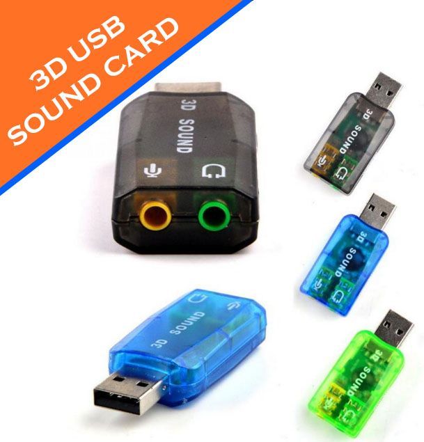 USB Sound Card Adapter USB 3D Virtual 5.1 Stereo & MIC PC Desktop Laptop