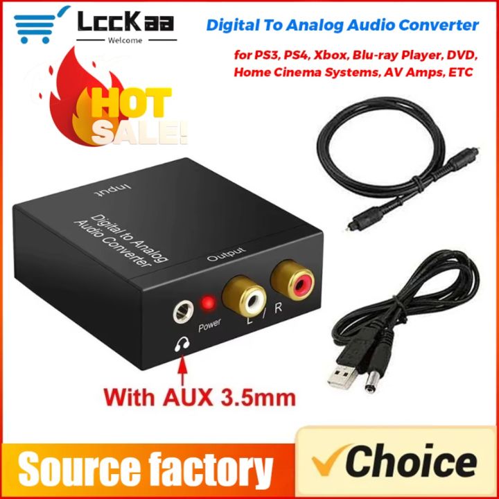 DAC Digital Audio Converter Optical SPDIF Toslink Coaxial To 3.5mm AUX L/R RCA Analog Output, Headphone Amplifier Decoder for TV