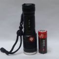 metalic body telescopic zoom flashlight torch 8800mah with battery indicator. 