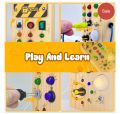 Montessori Kids Wooden Busy Board with 8 LED Light switches, Sensory Toys Light Switch Toys Travel Toys for Kids.. 