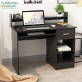 Home Office Computer Desk keyboard tray with Drawer and Shelves Woark Station Table, Black Desk Perfect for your Office Space & Personal Work Table, Computer Desk with Keyboard Tray, Black 36/36''.