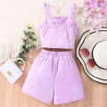 2024 Girls Set 7 8 9 10 11 12 Years Old Summer Minimalist Sleeveless Strap + Shorts Suit Casual Teen Outfit Kids Girl Clothes. 