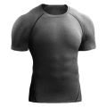 Fitness clothes men's outdoor sports quick drying short sleeved t-shirt training pro running stretch tight fitting clothes yoga.