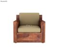 Marriott Wooden Sofa Set in 3+2+1 Seating (Honey Finish, Irish Cream). 