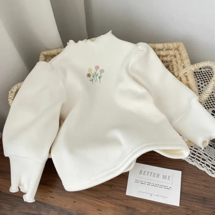 Baby%20Girls%20Top%20Winter%20Kids%20Warm%20Thickening%20Sweater%20Children%20Puff%20Sleeve%20Flower%20Embroidery%20Bottom%20Shirt%201-6%20Years%20Casual%20Clothing%20-%20Image%203