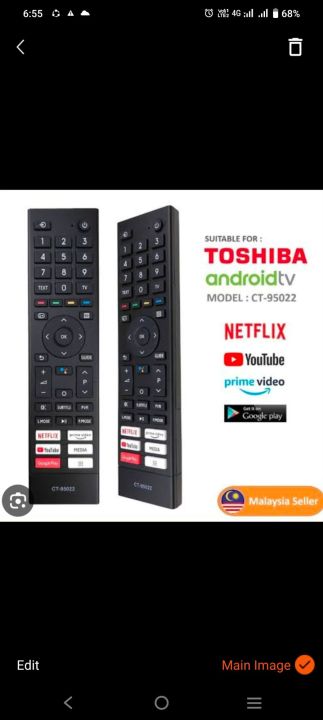 Toshiba Smart LED TV remote without voice control best quality