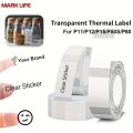 Marklife Transparent Thermal Label Tape for Bluetooth Label Printer 12*40mm Selfadhesive Wateroof for Home/Storage/Office/School. 