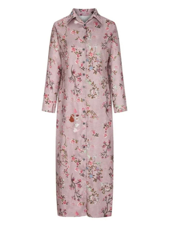 2024%20Summer%20New%20Fashion%20Long%20Women's%20Dress%20Single%20Breasted%20Long%20Sleeved%20Elegant%20Print%20Loose%20Vacation%20Banquet%20Dress%20-%20Image%204