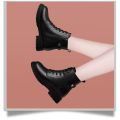 Women new winter black short boots Outdoor non slip walking shoes Casual thick soled Chelsea Boots Fashion comfort shoe Botas De. 