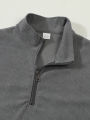 Cross border European and American men's corduroy half zipper casual sports long sleeved shirt. 
