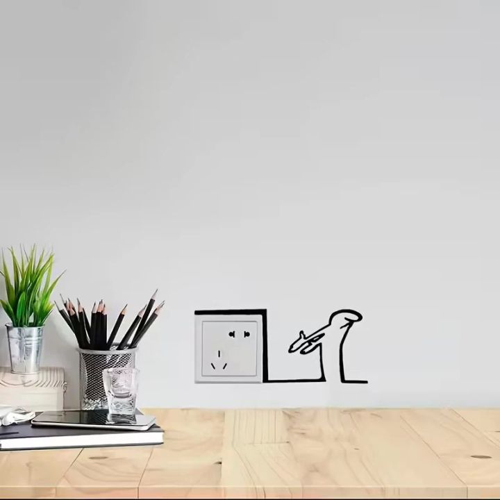 Minimalist%20La%20Linea%20Switch%20Sticker%20Cartoon%20Character%20Power%20Switch%20Decal%20Line%20Drawing%20Design%20Wall%20Decor%20For%20Home,%20Office,%20Cafe%20-%20Image%203