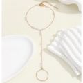 Pearl Finger Ring Bracelet for Girls and Women Wearing Wedding Dating Travelling Party. 