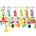 1PC Baby stroller hanging toy 0-1 year old ring bell tooth glue animal wind chime bed hanging soothing hand puppet. 