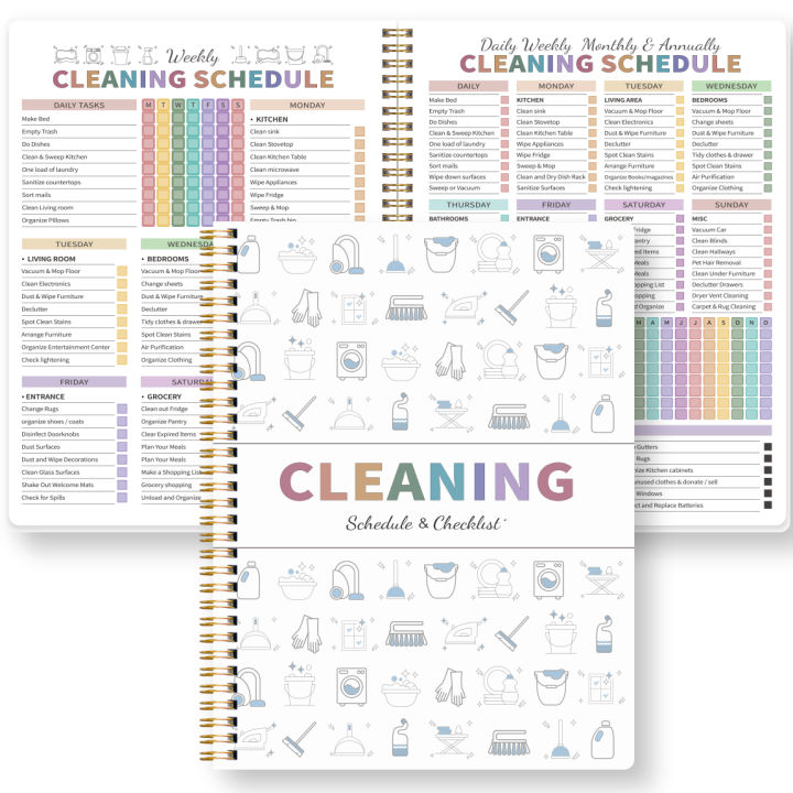 ADHD%20Cleaning%20Schedule%20Planner%7CDaily%20Weekly%20Monthly%20Housekeeping%20Organizer%7CHome%20Chore%20Checklist%20Book%7CSpiral%20A5%20Cleaning%20Notebook%20-%20Image%207
