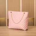 Women's Bag New Fashion Casual Embroidery Chain Shoulder Bag V-Pattern Lingge Handheld Shopping Bag Tote Bag. 