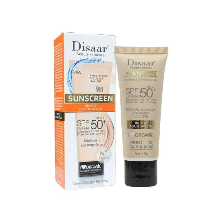 Disaar SPF 50 Foundation Moisturizer Natural Sunscreen Cream 40g