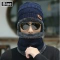 Winter Cap and neck Elastic Knitting Thick Fleece Warm Woolen Beanie Cap Sport Hat & Neck Scarf Set 2 Piece. 