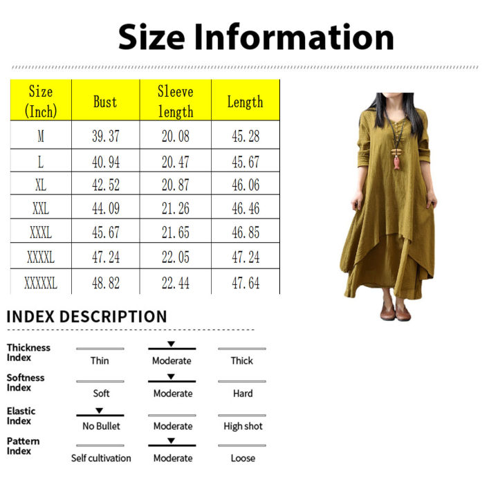 Cotton%20Women'S%20Casual%20Fashion%20Loose%20Long%20Dress%20With%20Button%20Solid%20Color%20Dresses%20-%20Image%206