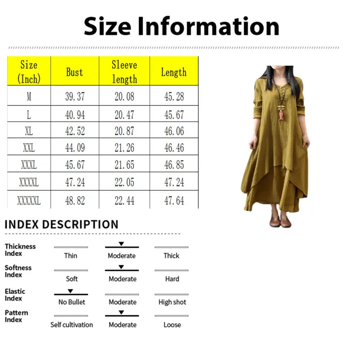 Cotton%20Women'S%20Casual%20Fashion%20Loose%20Long%20Dress%20With%20Button%20Solid%20Color%20Dresses%20-%20Image%206