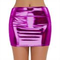 PU Leather Short Skirts for Women Club Prom Performance Solid High Waist Mini Skirt Gold Red Shine Bright Fladas Mujer XXL.