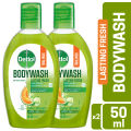Buy 2 Dettol Body Wash Trial pack 50ml Shower Gel Lasting Fresh with Refreshing Melon & Cucumber Fragrance, 12 Hours Odour Protection. 
