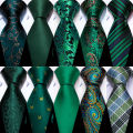 Dark Green Silk Solid Men Ties With Pocket Square Cufflinks Set Elegant Woven High Quality Suit Necktie Wedding Party Barry.Wang. 