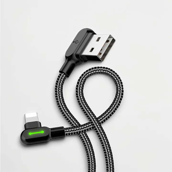 MCDODO%201.2m%201.8m%20Fast%20Charging%20USB%20Lighting%20Cable%20for%20iPhone%20with%20Nylon%20Braided%20Wire%20and%2090%C2%B0%20Elbow%20Design,%202.0A%20Max%20-%20Image%202