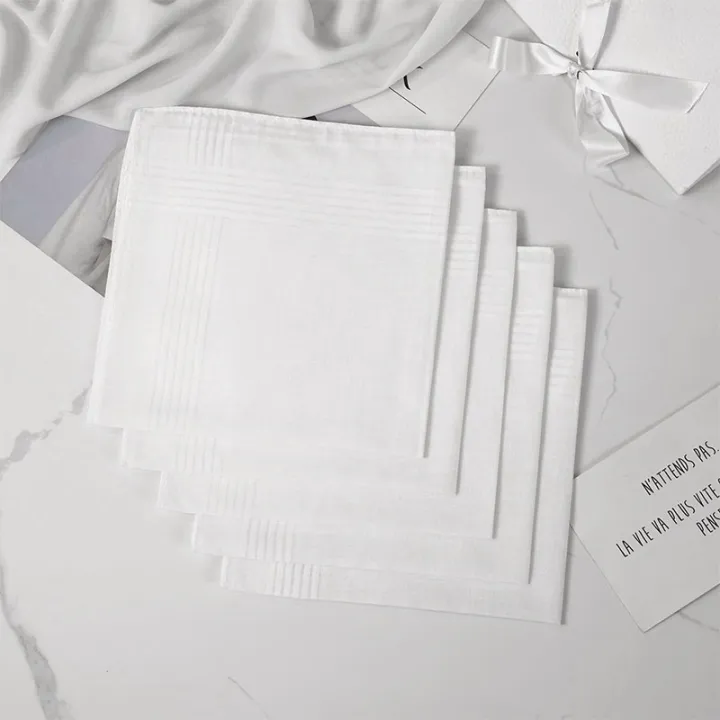 12%20Pcs%20Soft%20Cotton%20White%20Handkerchiefs%20Soild%20Color%20Men's%20Handkerchiefs%20for%20Wedding%20Eating%20Food%20Wiping%20Sweat%20Exercise%20-%20Image%202